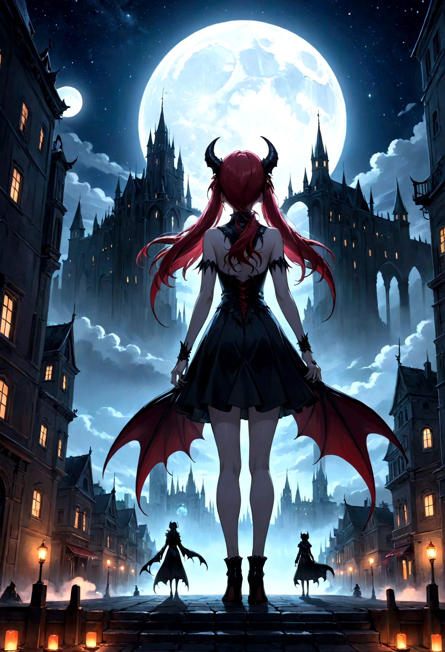 Fonk, Fonk, Dark Fantasy Art, original, Woman standing with her back to her, nightmare, city At night with full moon, festival where devils gather, DJs inspire everyone, skeleton, devil, At night, The moon is big, vampire, City of the Moon, Moonwalker, metropolis movie ,Dracula,vampire,underworld,A sense of beauty and mystery,beautifully、aesthetic,anime, Lofi Art, anime picture, Nightcore, anime art wallpaper 4k, anime art wallpaper 4 , beautiful fantasy anime, Future City, Space and starry sky, Girl Looking at the Sky, anime art wallpaper 4k, anime art wallpaper 8k, anime fantasy artwork, anime style 4k, ultra hd anime wallpaper,Brightly colored screen