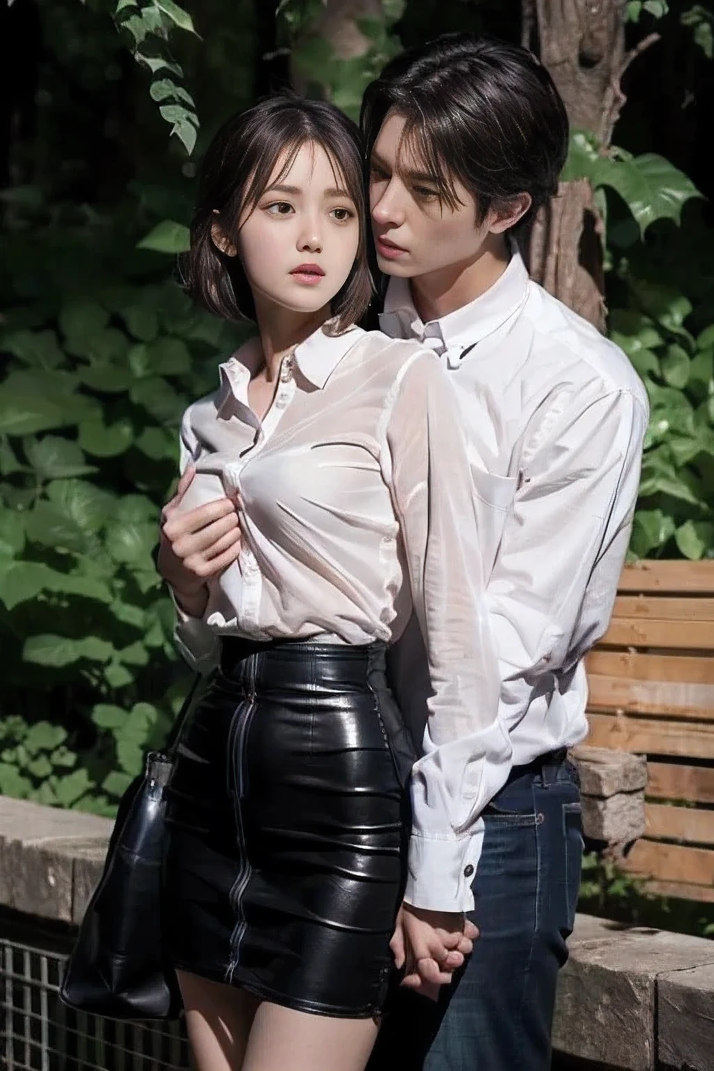 White Shirt、arm、(highest quality、Realistic:1.3、masterpiece:1.3)、