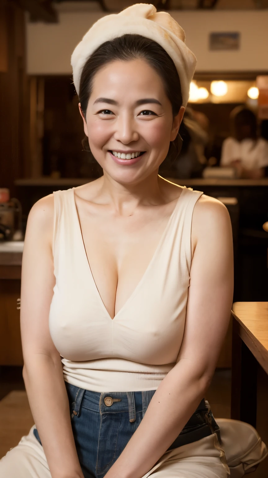 Girl, Fit the top of your head to the screen, Focused, Sitting in a coffee shop, Background Blur, gravure, Toothy smile, highest quality, Very detailed, Realistic, Ultra-dense skin, Anatomically correct, , , 110 years old, Big Breasts, , , , Pure white skin, Looking at the audience,