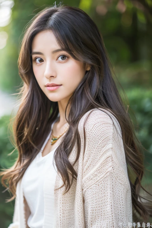 ((highest quality, 8k, masterpiece :1.3)), 1 girl, (Semi-long hair :1.2),Photographed in front of a white wall、Photographed in natural light、pastel cardigan :1.1, Top view、super Detailed face, Fine Eyes,(Highly realistic photos, High resolution, Detailed face, Fine Eyes)、Japanese women, 28 years old, A variety of expressions, alone:1, Various Hair Styles, Casual clothing, Only one person in the photo、Long sleeve dress、Photographed in natural light、Simple Necklace、Spring Clothes、Don&#39;t look at the camera、profile、Dark brown hair color
