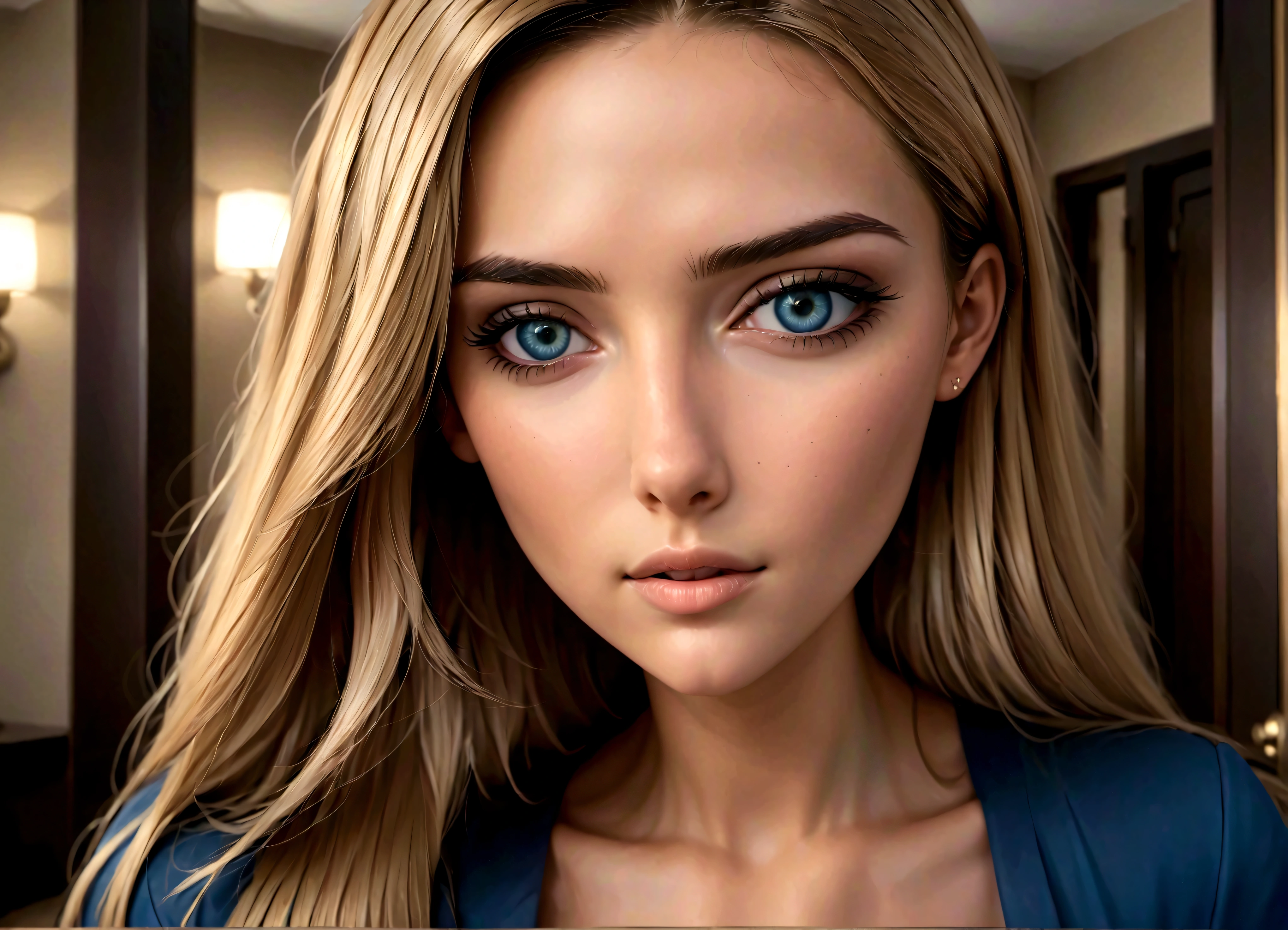 1 garota super linda, loira (one piece), one piece, cobriu seios gigantescos, lindos olhos detalhados, beautiful detailed lips, rosto extremamente detalhado, long eyelashes, realista, photorealista, photo-realista:1.37, (melhor qualidade, 4k, 8K, high resolution, Obra de arte:1.2), ultra-detalhado, HDR, UHD, studio lighting, Pintura ultrafina, sharp focus, physically based rendering, extreme detailed description, Profissional, cores vivas, Bokeh, pintura digital, altamente detalhado, detalhes intrincados, elegante, gracioso, sereno, soft lighting, Paleta de cores quentes