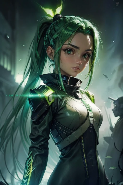 (Uma floresta)fogo verde raios,intergalactic cyber ninja,cabelo longo