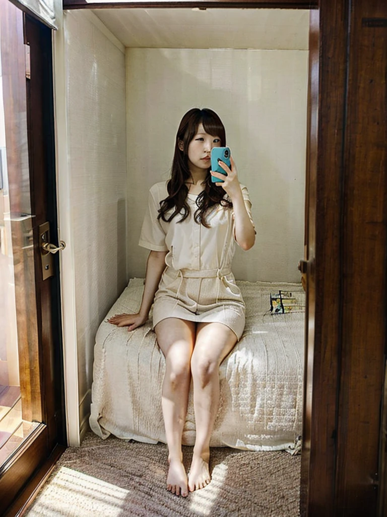 misato ugaki,real,room,Selfie,Bare legs