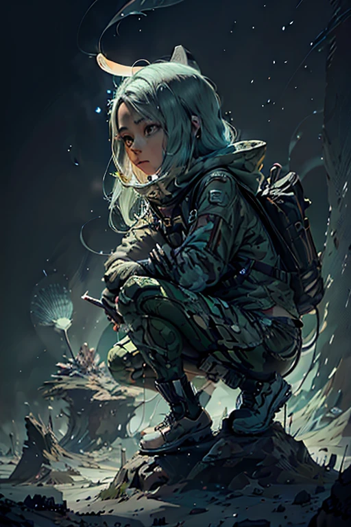 (Uma floresta)fogo verde raios,intergalactic cyber ninja,cabelo longo