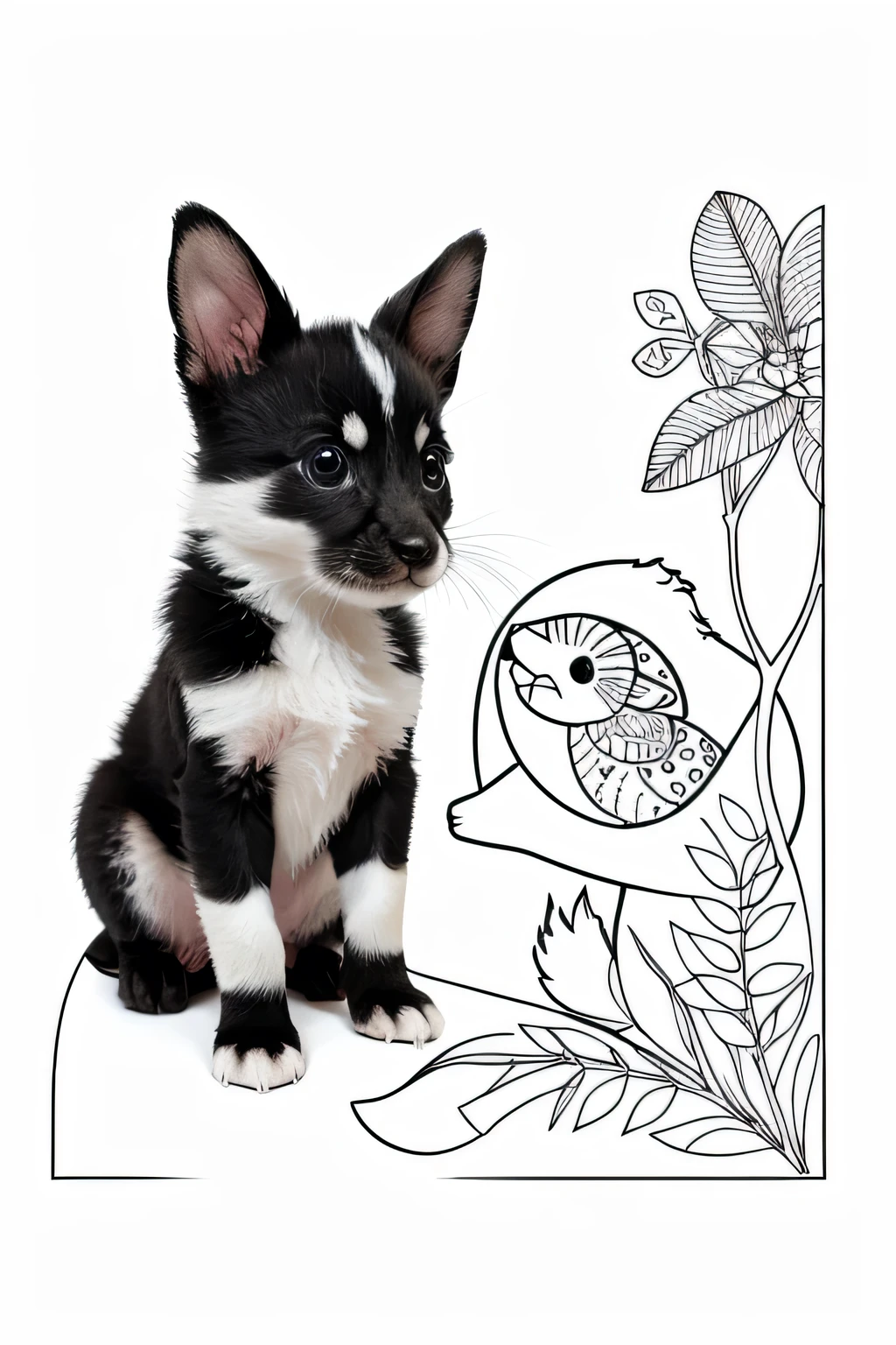 Create a black and white coloring book featuring adorable baby animals from various habitats around the world, with full-page illustrations designed to be cute and engaging