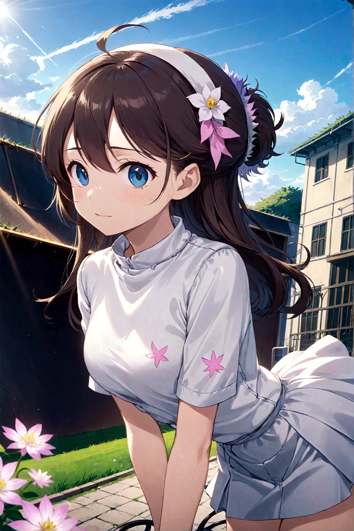 Low - Angle、Long skirt、強WindでHolding the flipping skirt with your hand、強WindでWhite cotton pantiesが見えている、:((Holding the flipping skirt with your hand))Low - Angle8Kで、highest quality、masterpiece、Ultra-detailed、Ultra-high resolution、Anime Style、1. High school girl、強Wind、((Holding the flipping skirt with your hand))、(impatient)White cotton panties:1.5), (Wind:1.25), (highest quality:1.0), (masterpiece:1.0), (Ultra-fine illustrations:1.0), ネイビーブルーのLong skirt、
、Lined、