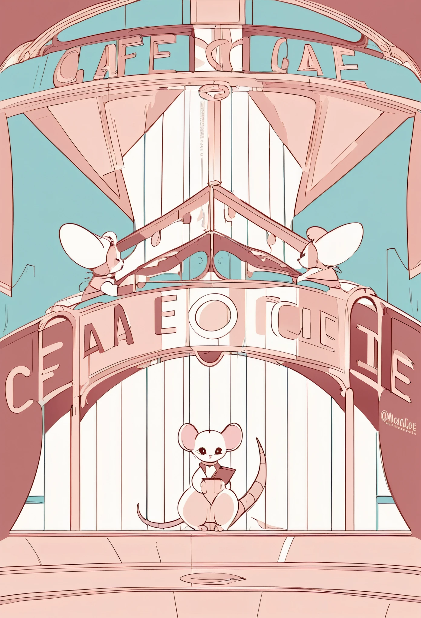 mouse cafe, logo, vector, line art, design, inspiration, straight, symmetry