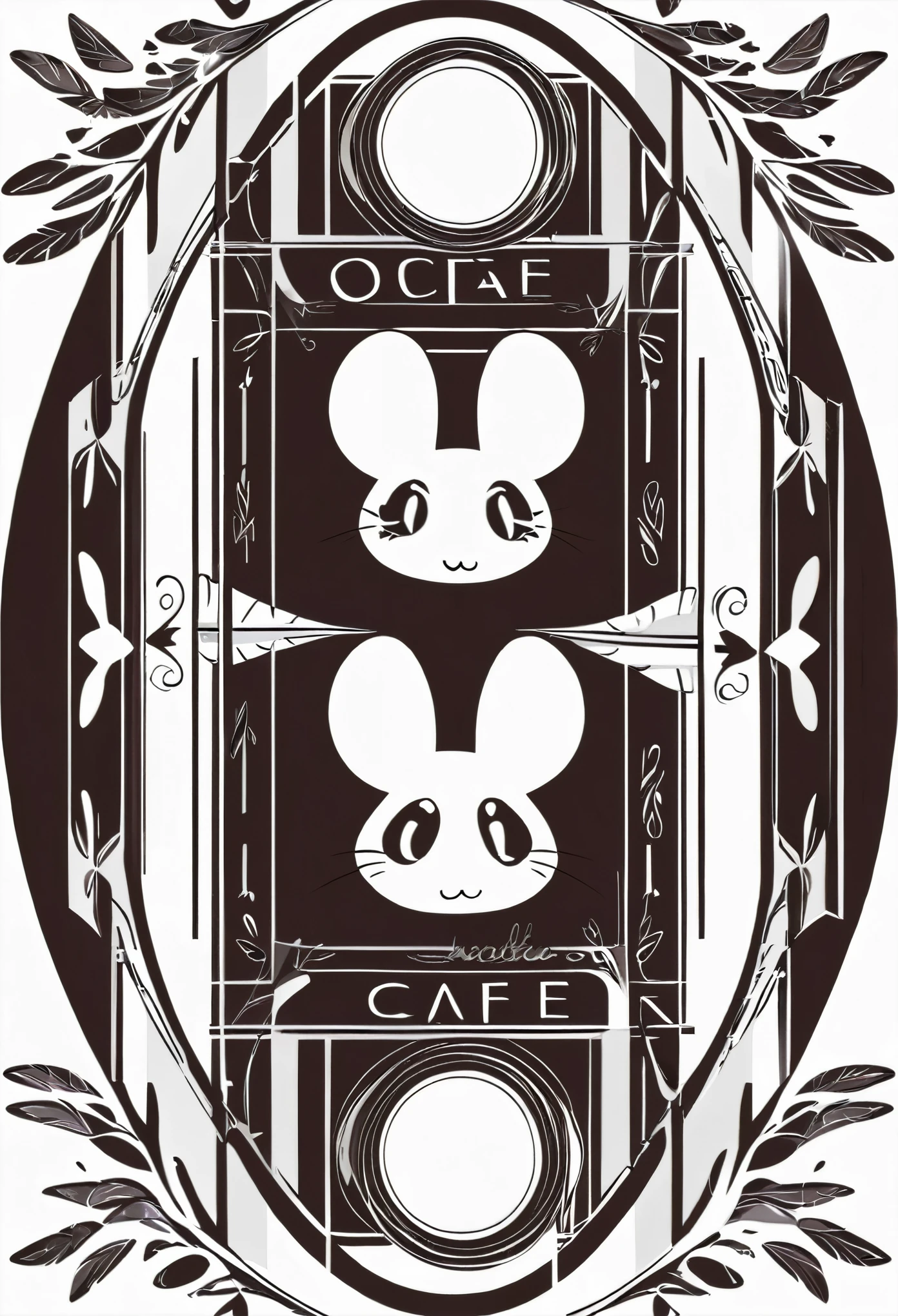mouse cafe, logo, vector, line art, design, inspiration, straight, symmetry