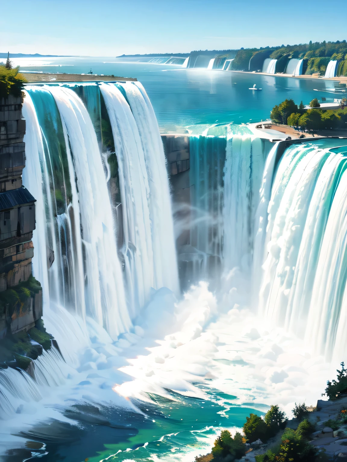 Beautiful digital art, Detailed painting 4k, Highly detailed digital painting, Rich, picturesque colors,Niagara Falls