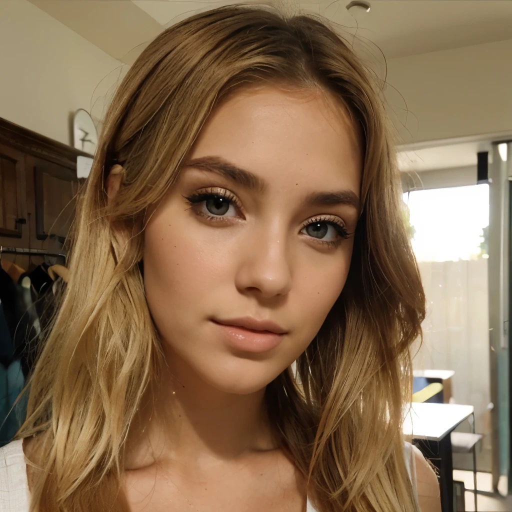 femme blonde, beau visage, brown eyes