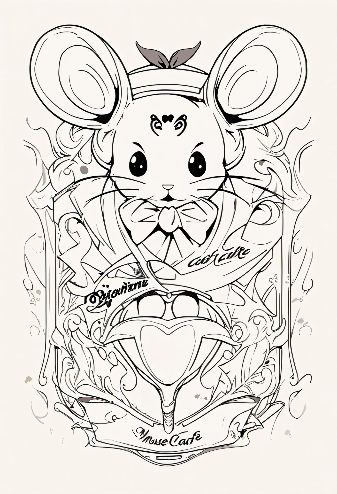 mouse cafe, logo, vector, line art, design, inspiration, straight, symmetry