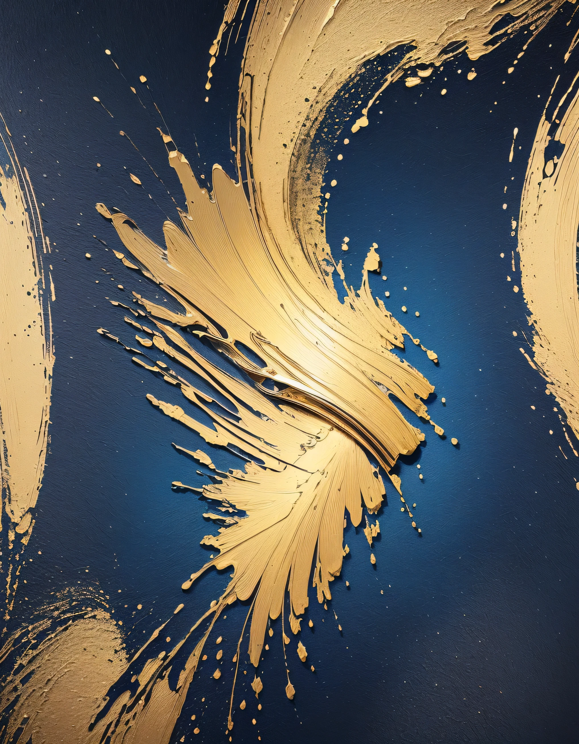 gold brush stroke paint, dark blue background