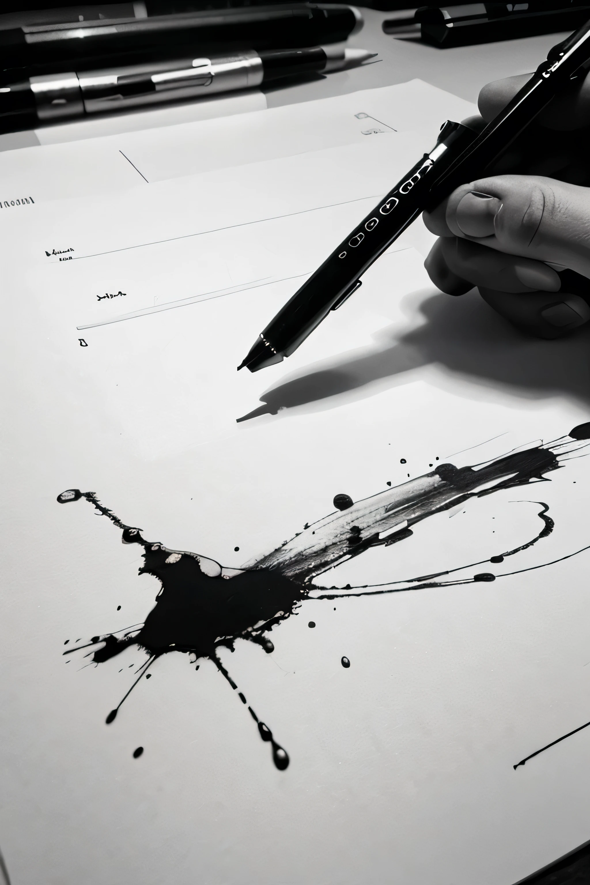 Black pen and an ink