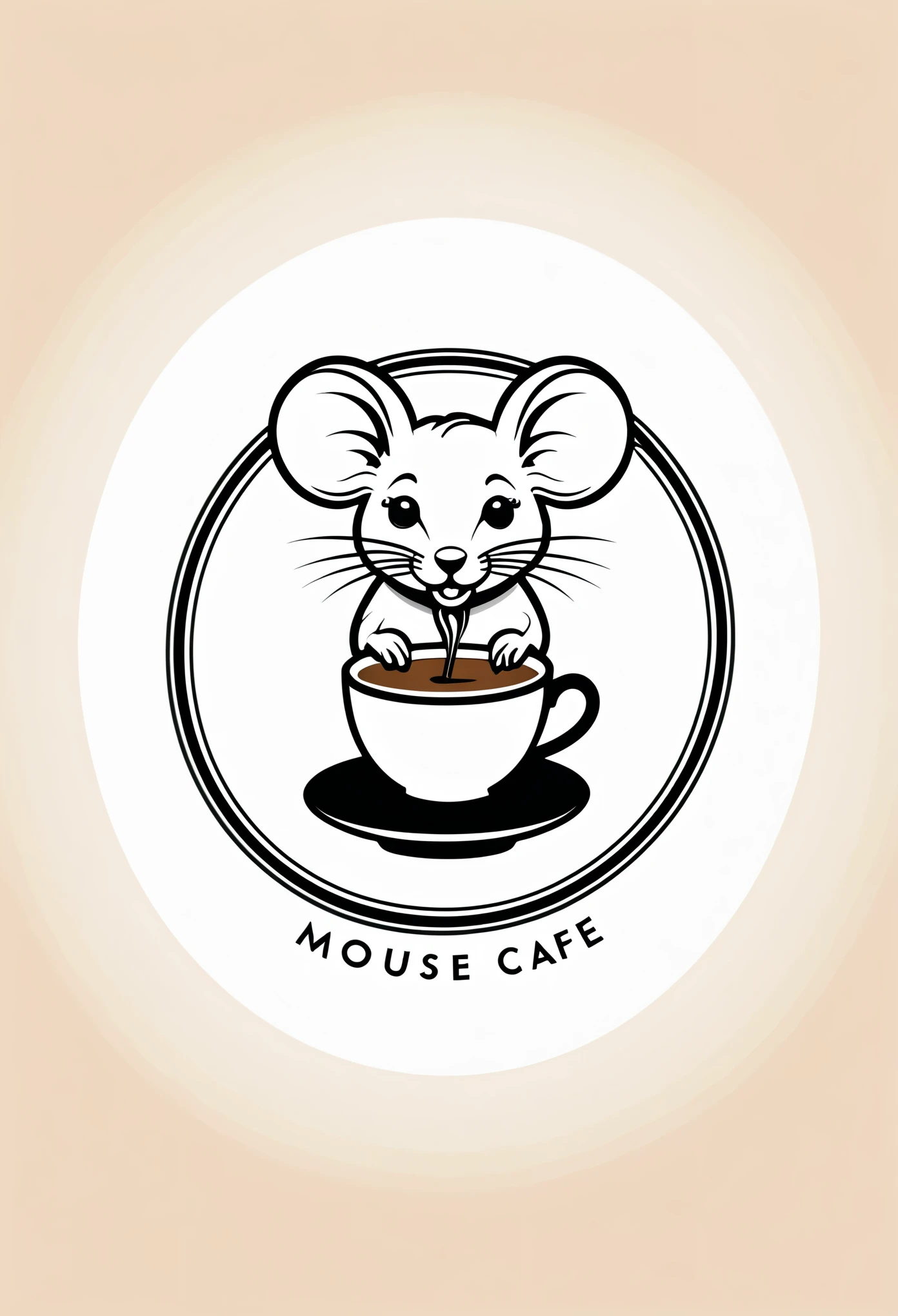 mouse cafe, logo, vector, line art, design, inspiration, straight, symmetry,