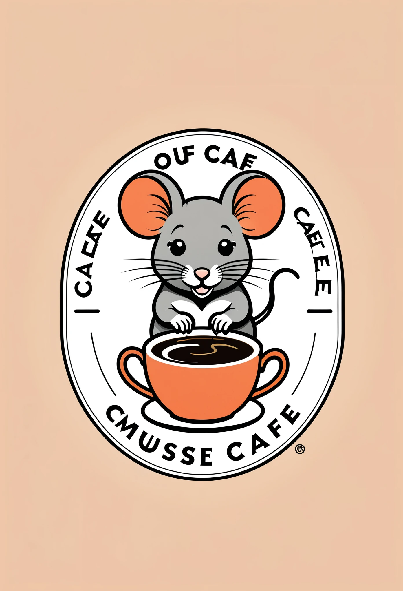 mouse cafe, logo, vector, line art, design, inspiration, straight, symmetry,