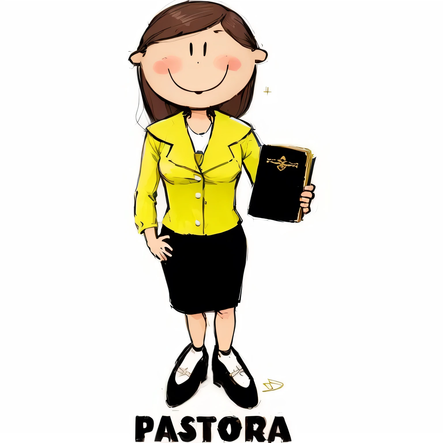 a cartoon woman holding a Bible and a passport, pastoral, pasta, pele negra;, biblical clothing, biblical art style, em estilo cartoon, bible illustration, by Kalervo Palsa, Direction: Viola Paterson, personagem, histroico, por Viktor Oliva, um colorido brilhante, by Gina Pellon, inspired Direction: Viola Paterson