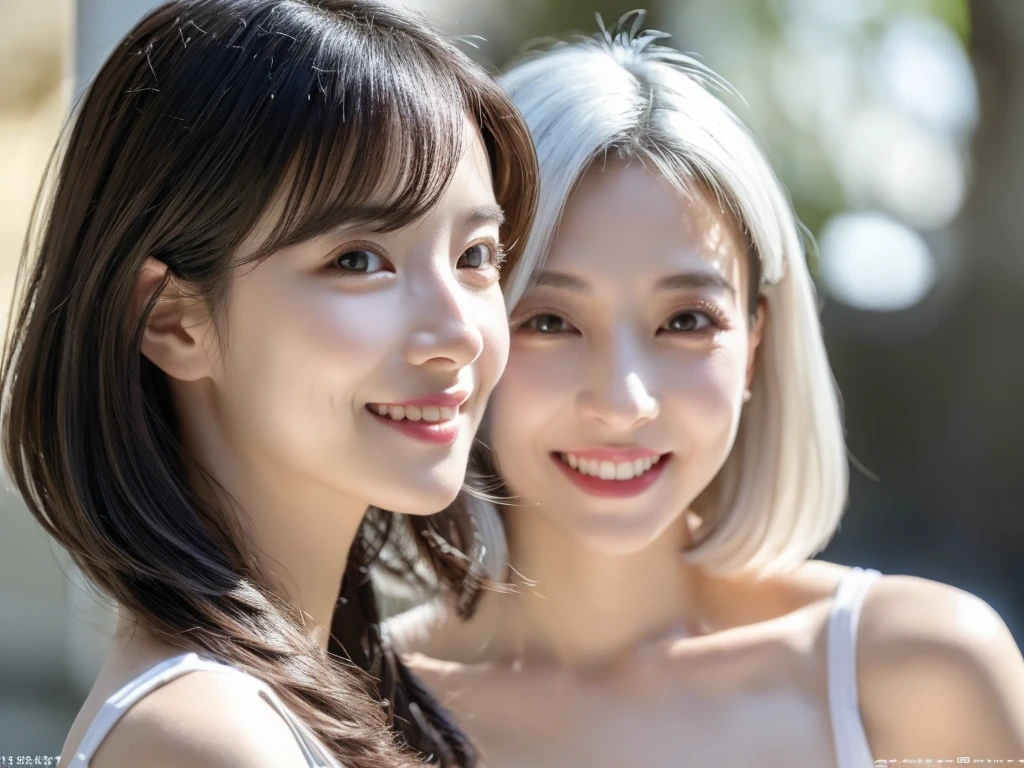 highest quality、8k Masterpiece、超A high resolution、(Photorealistic:1.3)、RAW Photos、1 girl、Silvery white hair、Glowing Skin、1. Super-beautiful Cyberpunk Soldiers、((Ultra-Realistic Details))、Portrait、Global Illumination、Shadow、Octane Rendering、8k、Super sharp、Beautiful breasts、Metal、Cold colors、、Very intricate details、Realistic Light、CGSoation Trend、Beautiful Eyes、Shining Eyes、To the camera、Spring sunlight、Refreshing、smile、Beautiful Skin、36age、short hair