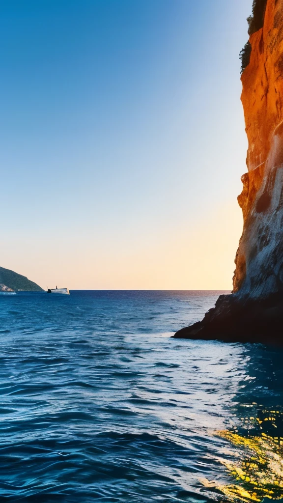 there is a man that is standing in the water near a rock, a digital rendering by Alexis Grimou, tumblr, romanticism, capri coast, massive arch, gorgeous background, the photo was taken from a boat, breathtaking shot, instagram photo amazing view, rock arches, very close to real nature, rock arcs, photo taken from a boat