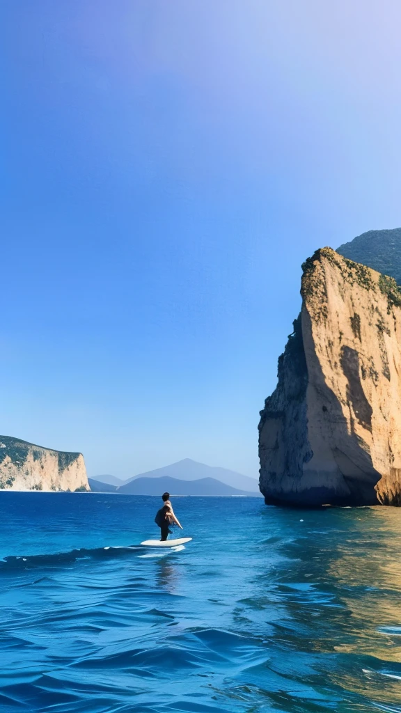 there is a man that is standing in the water near a rock, by Alexis Grimou, by Alexander Deyneka, massive arch, capri coast, gorgeous background, by Alexander Kucharsky, the photo was taken from a boat, breathtaking shot, instagram photo amazing view, by Matteo Pérez, by Giorgio Cavallon
