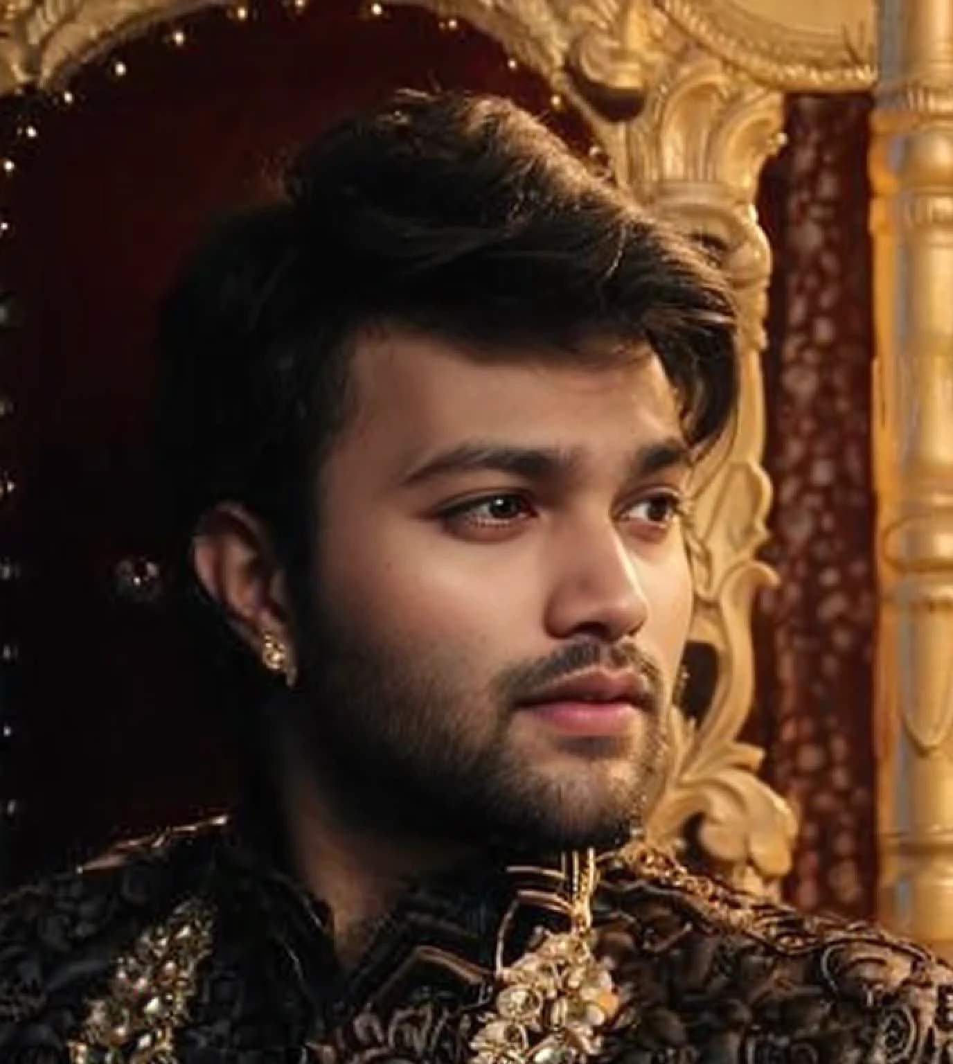 A beautiful young bearded man with highly detailed skin.
