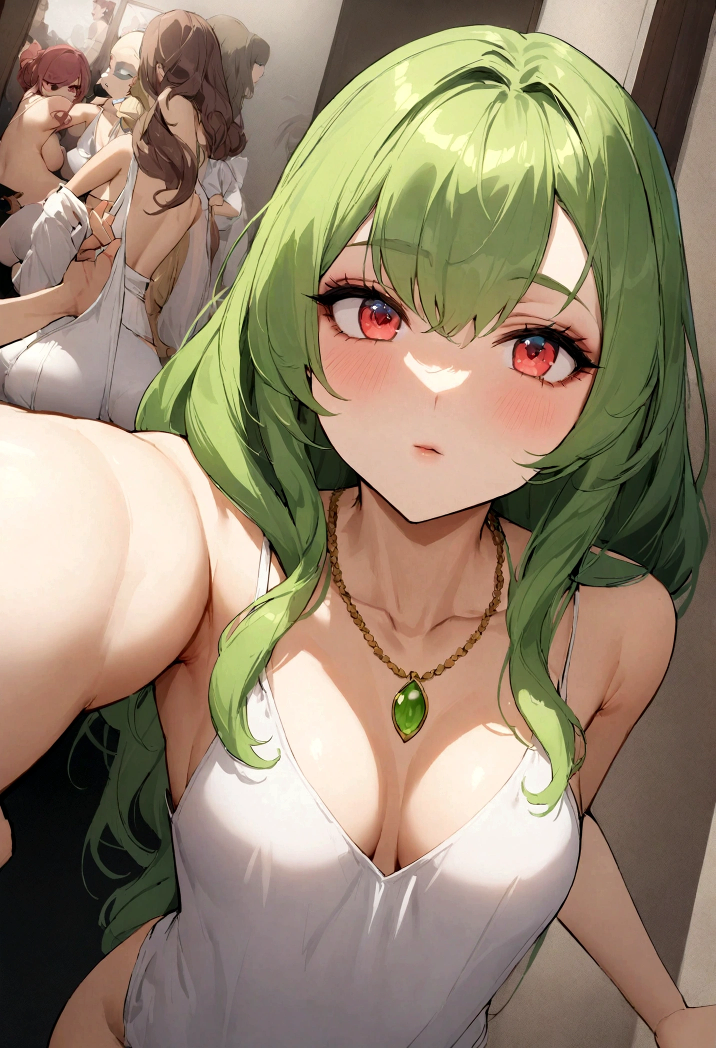 Arafed Hispanic woman with a white tank top and necklace, fille sexy aux yeux verts, Portrait de Sophie Mudd, cheveux bruns et grands yeux, selfie d'une jeune femme, Yeux de chambre, violette myers, sans maquillage, maquillage naturel, regarder directement la caméra, visage avec artgram, maquillage subtil, stunning Tout le corps shot, yeux verts perçants, bel angle, pose attrayante, Jolie fille, pose sexy, Tout le corps picture, Tout le corps, Tout le corps shoot, Brown Goddess, high detail, pose satisfaite, pantalon en cuir, massif ,4k