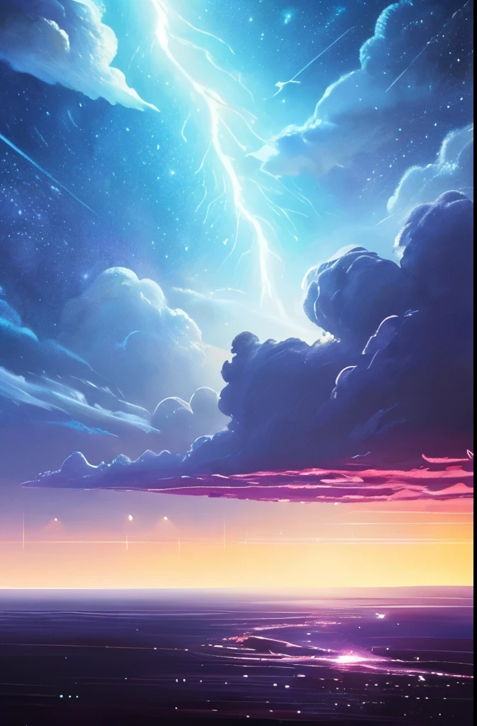 a painting of a night sky with clouds and stars, concept art by Christopher Balaskas, trending on cgsociety, space art, nebula clouds, nebula sky, space clouds, beautiful night sky, dramatic nebula sky, cosmic sky, interstellar stormy bright sky, dramatic night sky, night clouds, cosmic skies, epic clouds and lighting, atmospheric fantasy sky, purple nebula