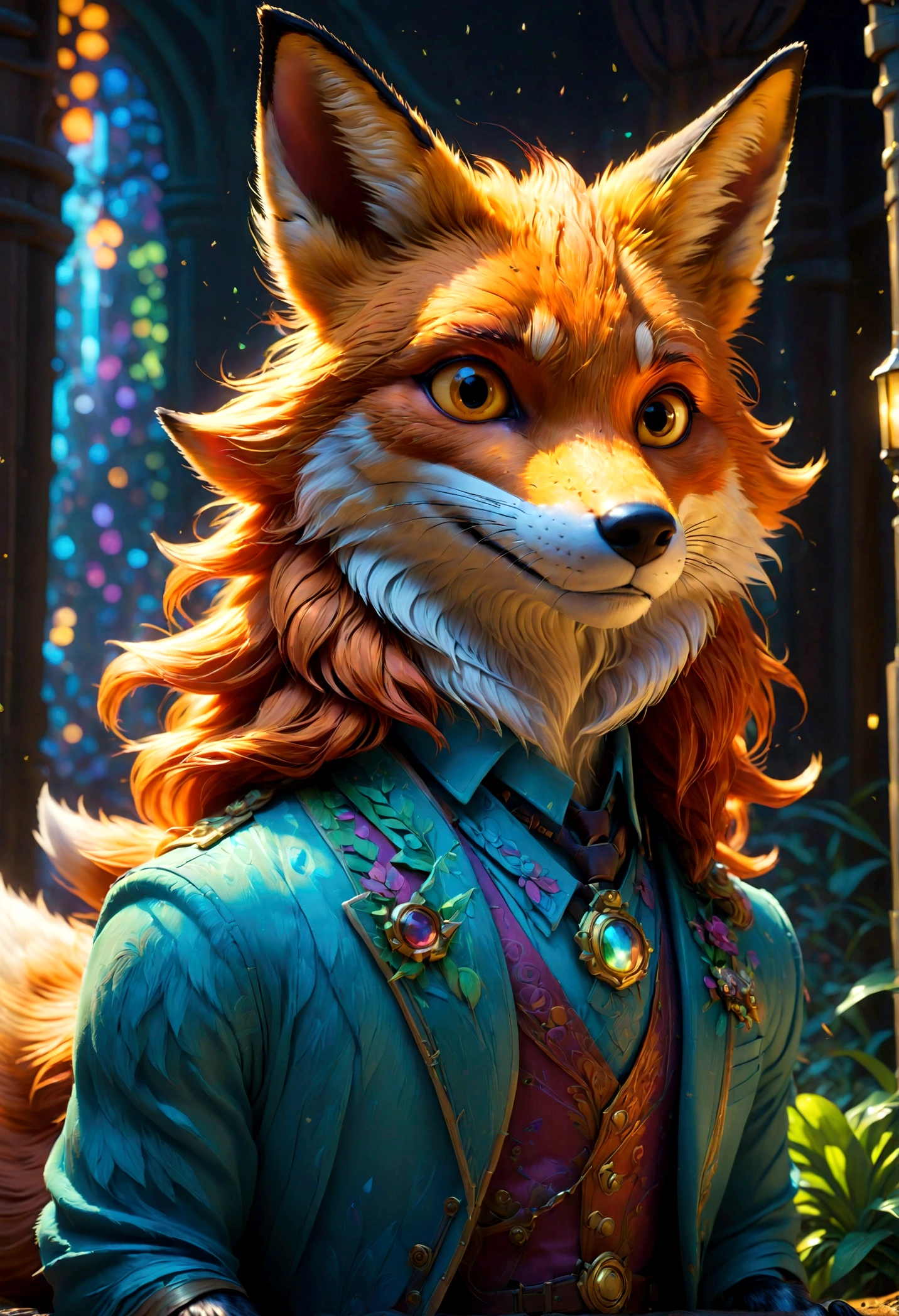 a fox, solo, "Zootopia", dramatic composition, cinematic dynamic action scene, vibrant colors, cinematic lighting, dramatic lighting, best quality, masterpiece, very aesthetic, perfect composition, intricate details, ultra-detailed