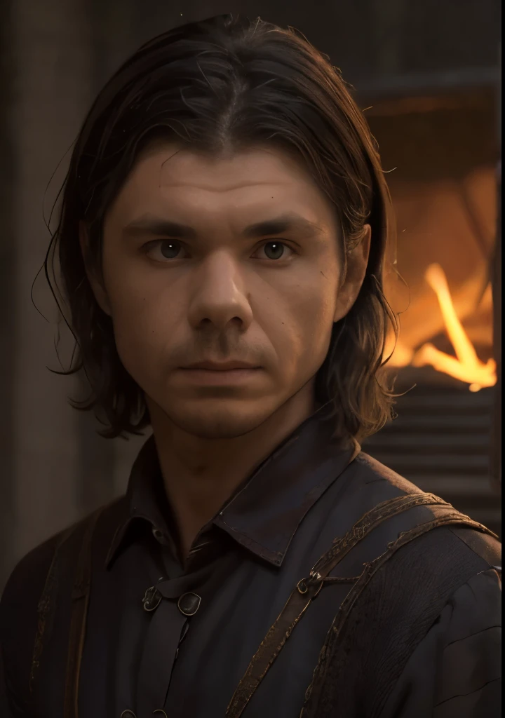 (((1 Man, male))), ((midle Body)), (((Cinematic epic poster))) of Larys Strong , Gothic style, psychotic facial expression, (((detailed face))), (a detailed RAW photo of a ), (master part:1.0), (best quality:1.4), (Ultra Highres:1.2), (photorealistic:1.4), 8K resolution, Canon EOS R5, 50 millimeters, Absurd, Ultra Detailed, sharp focus, Cinematic lighting, detailed face, (ULZZANG-6500-V1.1), detailed skin texture, pale skin, chest round, (pale :0.5), Cinematic lighting. (((Abstract flame background, cinematic lighting )))