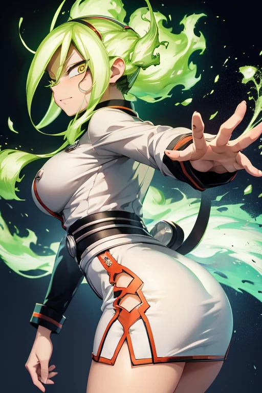 (\burnin moe kamiji)/,(\Character from the Boku no hero academia series)/,(\Perfect image)/,(\Image resolution optimal)/,(\image quality High)/,(\High quality image graphics)/,(\Large body with super large breasts)/,(\and hot ass)/,(\From boku no hero academia)/,(\Dressing)/,(\A sensual white t-shirt and a short, tight pencil skirt)