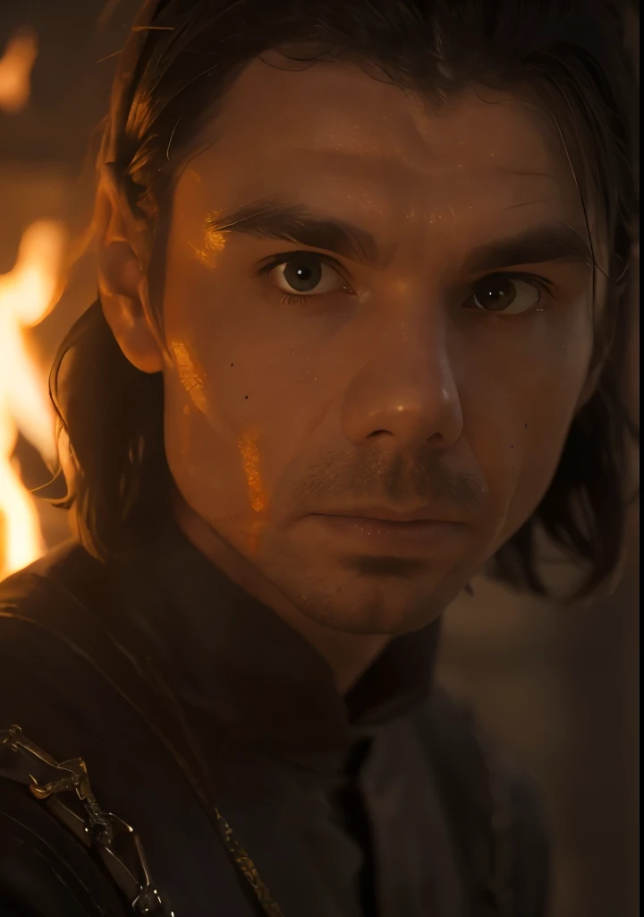 (((1 Man, male))), ((midle Body)), (((Cinematic epic poster))) of Larys Strong , Gothic style, psychotic facial expression, (((detailed face))), (a detailed RAW photo of a ), (master part:1.0), (best quality:1.4), (Ultra Highres:1.2), (photorealistic:1.4), 8K resolution, Canon EOS R5, 50 millimeters, Absurd, Ultra Detailed, sharp focus, Cinematic lighting, detailed face, (ULZZANG-6500-V1.1), detailed skin texture, pale skin, chest round, (pale :0.5), Cinematic lighting. (((Abstract flame background, cinematic lighting )))