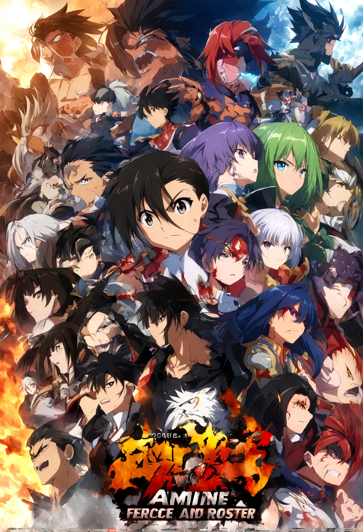 Fierce and bloody anime logo roster