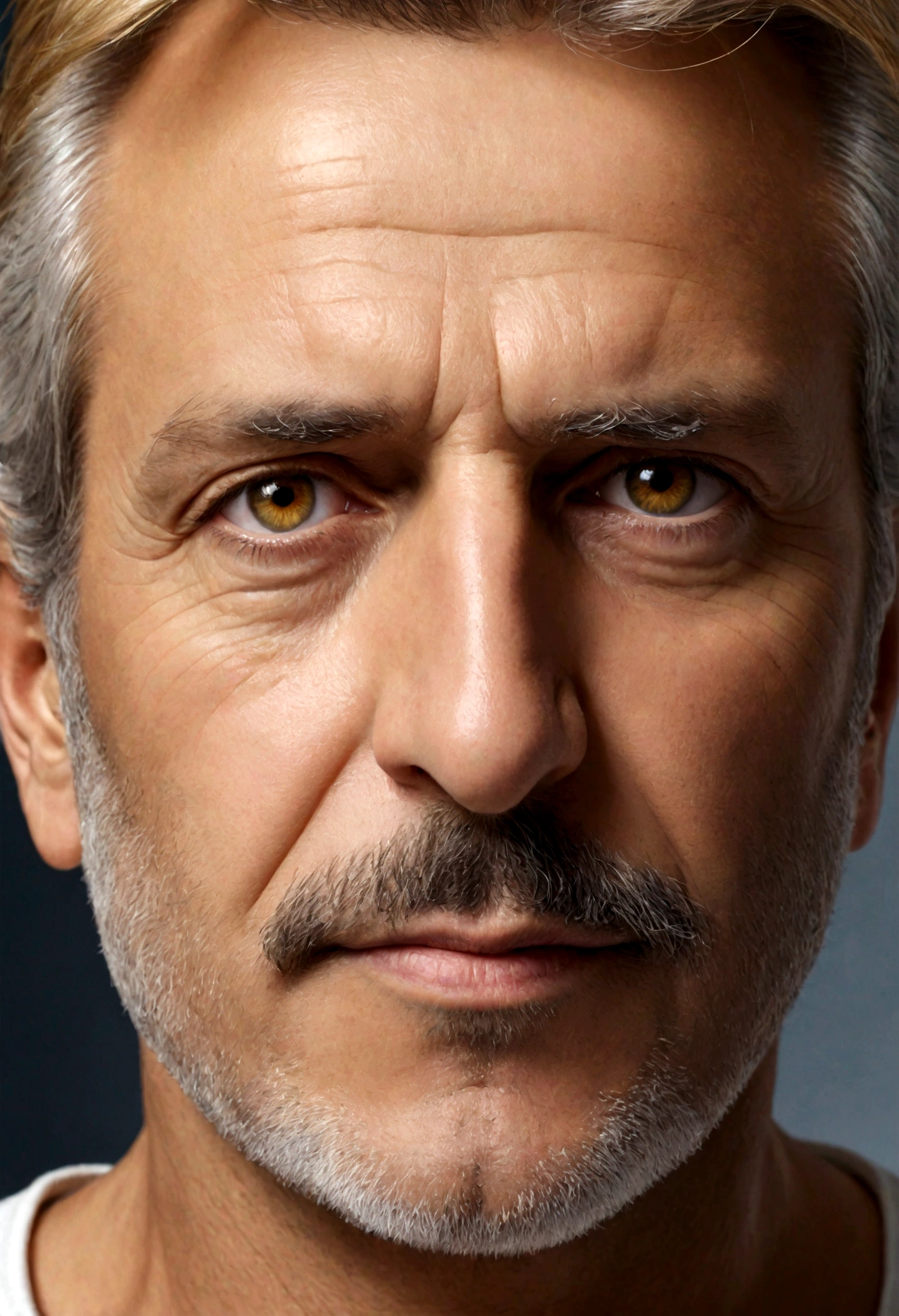 Un homme blanc, 50 ans, arabe, aux cheveux blond-jaune, yeux bleus. Son visage est symétrique et il a des dents parfaites. Il y a des taches de rousseur sur le nez. Il est avocat. The artwork is a very detailed portrait with a, photorealistic style. La qualité de l'image est de la meilleure qualité, avec une résolution 4k ou 8k. l'éclairage est fait professionnellement, with the éclairage de studio pour mettre en valeur les traits du visage. The general tone of the color is vibrant and vibrant, avec une touche de confort.