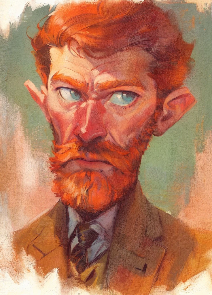 ((Samdoesart)), painting of a man with a barba Ruiva and a suit jacket, nigel thornberry, barba avermelhada, barba Ruiva, retrato de personagem pintado, um velho com barba ruiva, retrato de personagem em close, bochechas vermelhas, pintura de personagem, inspirado em George Grosz, por Thomas Scholes, retrato de personagem de polpa, por Trevor Brown, retrato da pixar, por Craig Thompson, ((cartoon)), pintura extremamente detalhada