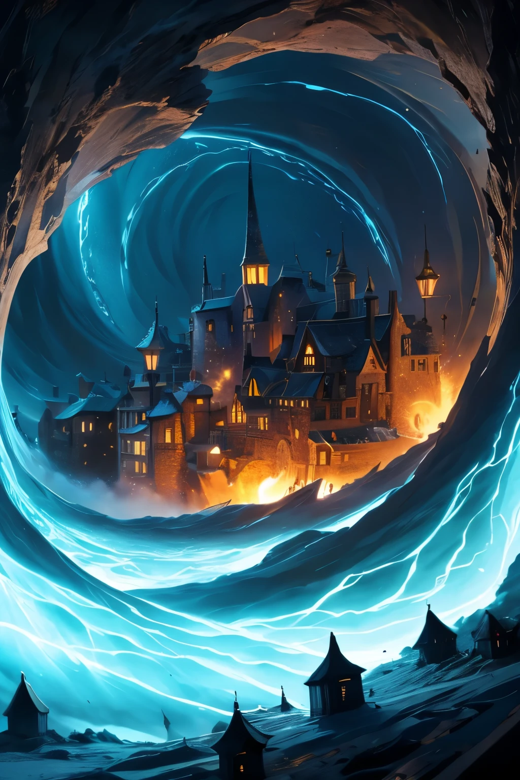 The light is absorbed and the town goes into chaos, being drawn into a maelstrom.