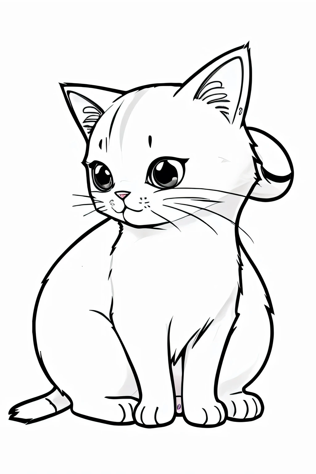 cute cat line art coloring book