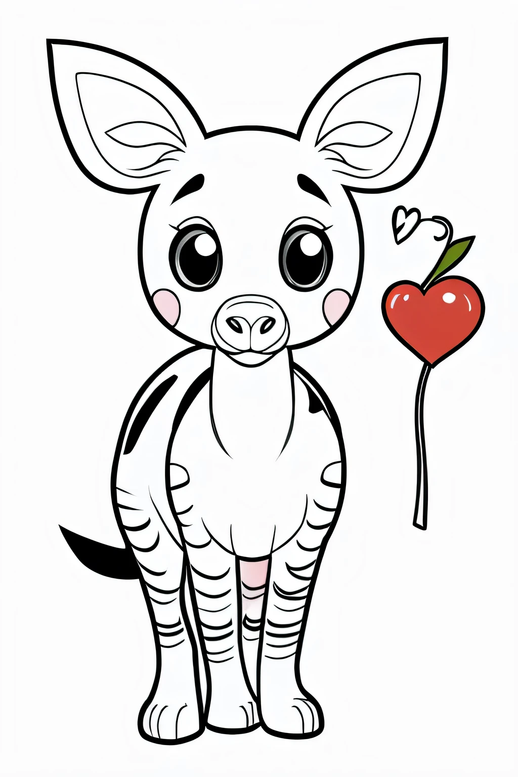 cute okapi line art coloring book