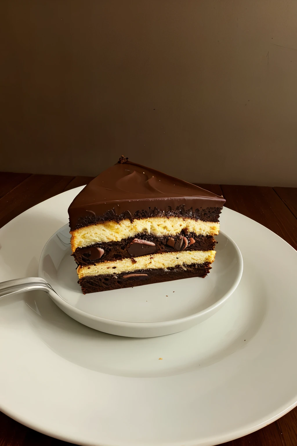 torta con relleno de chocolate y almendras