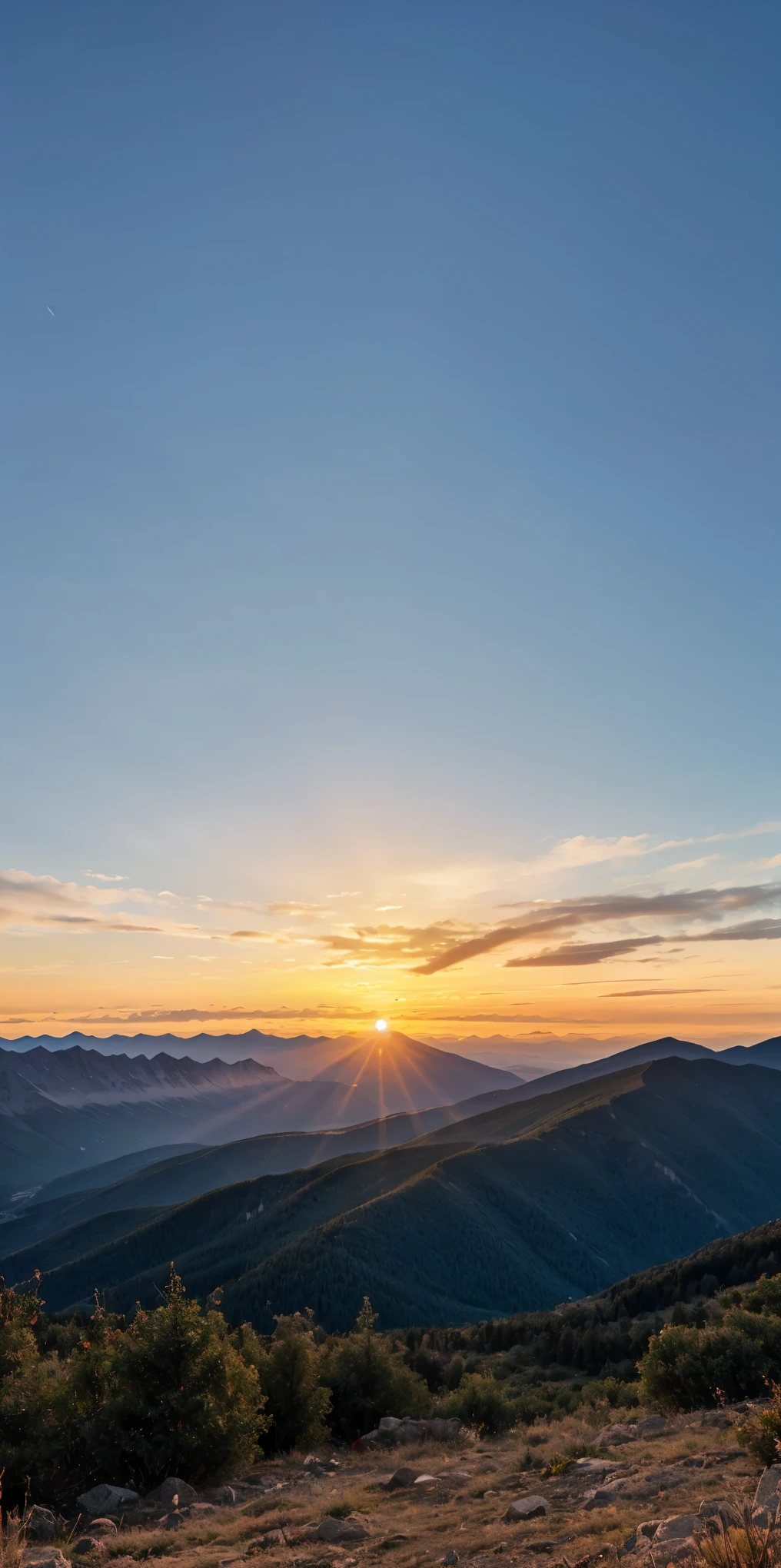 mountain view with sunset