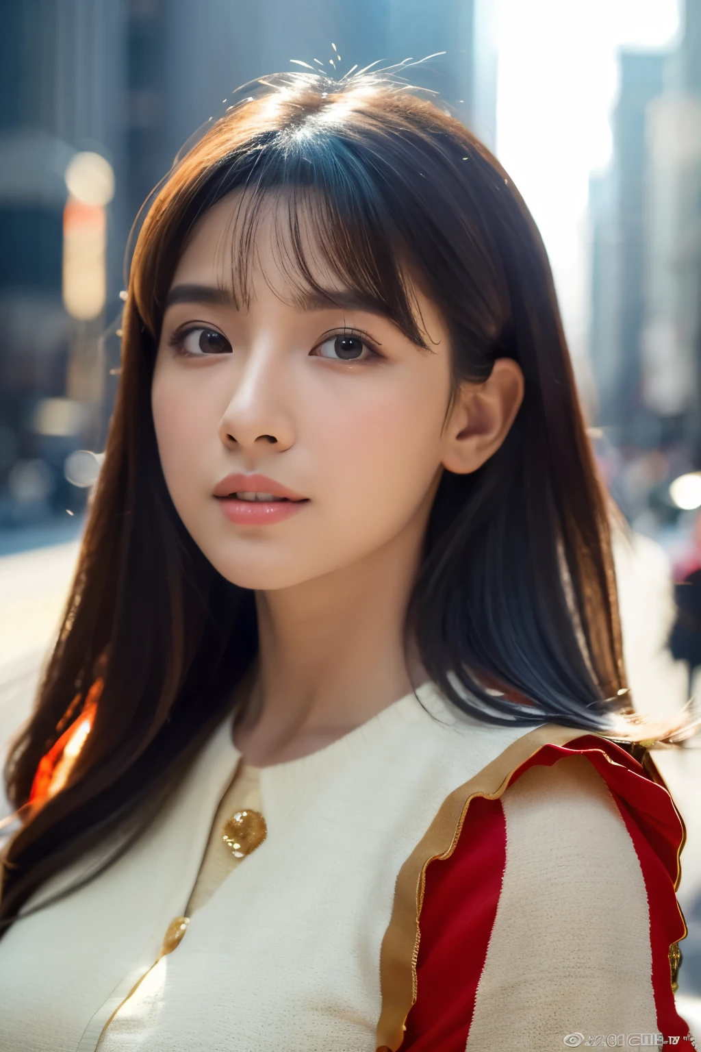 ((top-quality)), ((​masterpiece)), (ighly detailed:1.3), 3D, shitu-mecha, Beautiful woman in the city celebrating christmas, The woman is Santa Claus、Ancient Technology, HDR(HighDynamicRange), Ray tracing, NVIDIA RTX, Hyper-Resolution, Unreal 5, sub-surface Scattering, PBR Texture, post processed, Anisotropy Filtering, depth of fields, Maximum sharpness and sharpness, Multilayer Texture, Albedo and highlight map, Surface Shading、accurate simulation of light and material interactions、perfectly proportions、octan render、Duotone lighting、Low ISO、White Balance、thirds rule、Wide aperture、8K RAW、Efficient Subpixel、sub-pixel convolution、Luminescent particles、light scattering、Tindall Effect