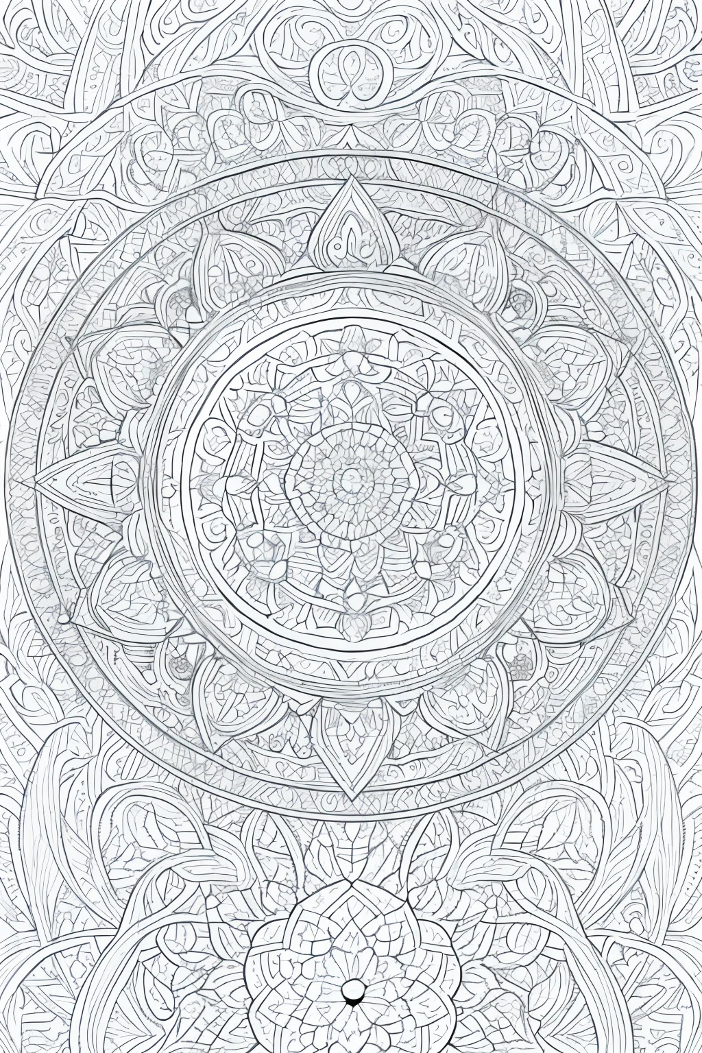 (Masterpiece, High-Quality Detail)
Title: Mandala Coloring Book Art - Line Art for Adults

1. Intricate and Mesmerizing Mandala Design
2. Vibrant and Cool Color Palette
3. Detailed Vector Lines in Coloring Book Style
4. No Background for Easy Customization
5. Perfect for Stress Relief and Meditation
6. High-Resolution: 8k - AR 9:11 - v5 - s2
7. Ideal for Adult Coloring Pages and Art Books

Note: This stunning Mandala image is designed for adults and art enthusiasts who appreciate detailed line art for coloring. Its