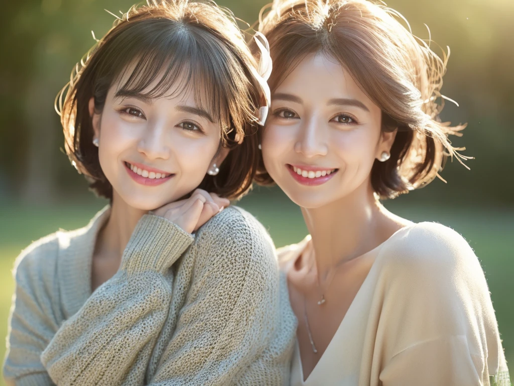 highest quality、8k Masterpiece、超A high resolution、(Photorealistic:1.3)、RAW Photos、1 girl、Black Hair、Glowing Skin、36age、Portrait、Global Illumination、Shadow、Octane Rendering、8k、Super sharp、Cold colors、、Very intricate details、Soft spring light、in photo studio、CGSoation Trend、Beautiful Eyes、Shining Eyes、To the camera、Neon Details、White skin、short hair、smile、Featured on cosmetics website、intellectual、reason、Charm、Perfect Lips、Smooth, wrinkle-free skin、Elegance