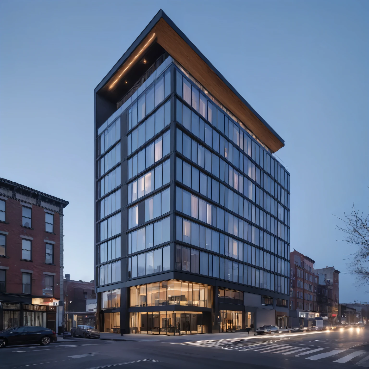 Raw photo,Masterpiece, high quality, best quality, authentic, super detail,
modern style, aiaigroup, apartment building, outdoors,building, scenery, city, road, window , minimalist line, 
,located in the city center, daylight, realistic, tree,, real world location, street