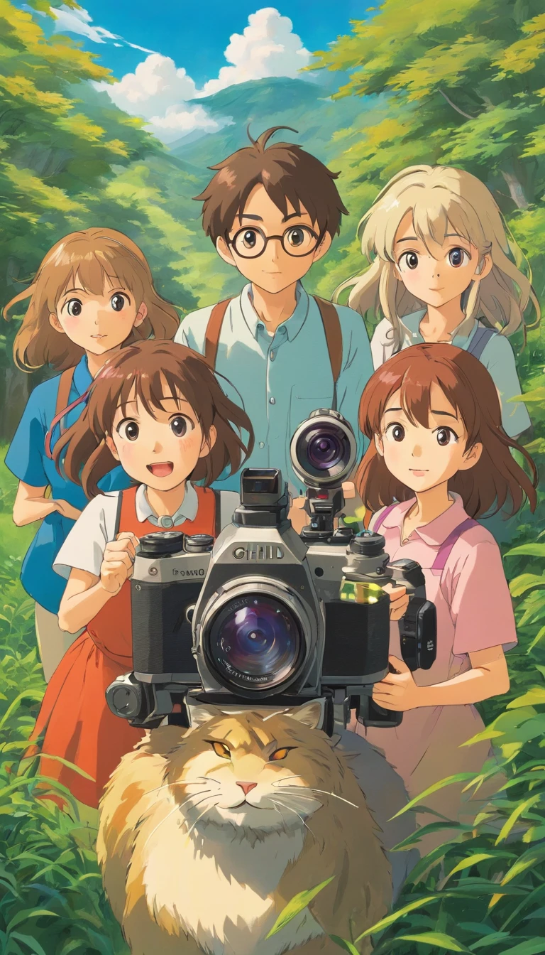 just a camera lens that is recording.  Five person. 1 boy 4 girls only. 