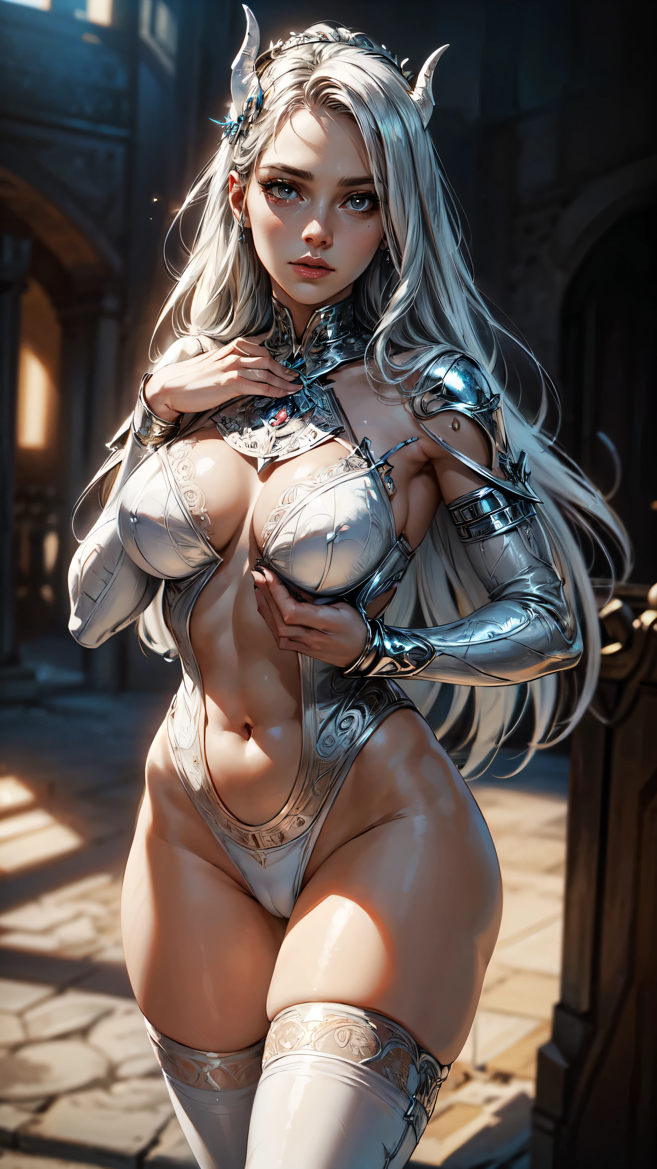 (detailed illustrations,Very detailed and precise drawing,Delicate drawn lines with tempo,Realistic texture expression),[color traced main line],(Fantasy World Battlefield Background [burning castle]),(GIRL ROBOT  (White Devil [METALFACE[clear lenticular iris]] (SKINNY)) [WEAPON MACHINE][milky],[BODY with EDGE [Transparent material]],[use an ax as a weapon],[[Mobile Weapon Gigant Size][science fiction mechanical]],(Pearl white luster on the body surface),(intricate and beautiful decoration [Dense detail]),(Precisely drawn face)[perfect eye details(Beautifully detailed iris)[eyes like jewels]],[long and beautiful eyelashes],[precisely drawn hair [Beautiful and shiny hair details]],(perfect hand details [Beautiful fingers with no damage [beautiful nails]]),(perfect anatomy(perfectly balanced proportions))[[full body portrait]],[ideal color coordination(Accurate simulation of light and material interactions)],[Visual art that tells a story].,detailed face, detailed hands, detailed eyes