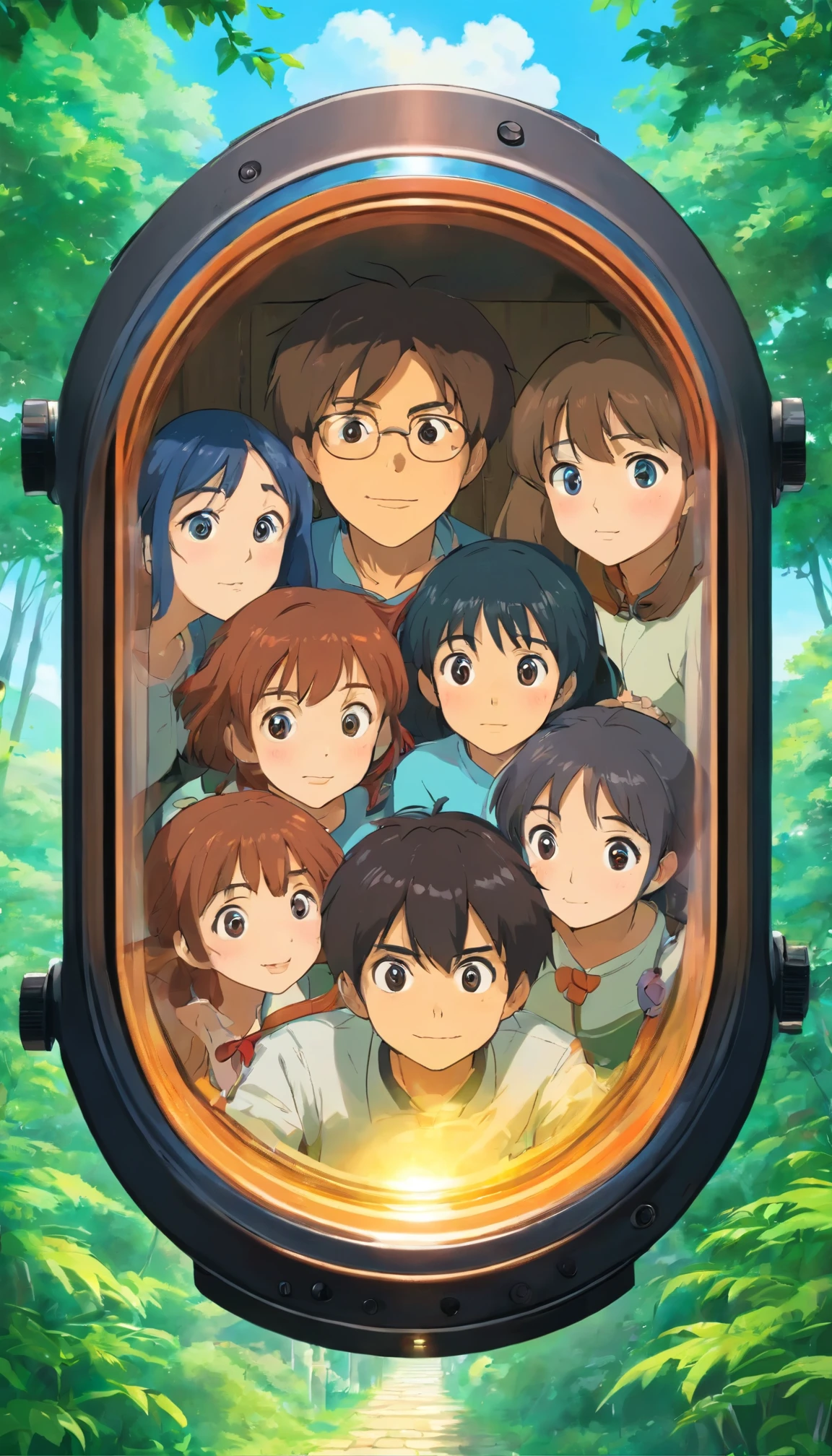 just a camera lens that is recording. Five person. 1 boy 4 girls only.
