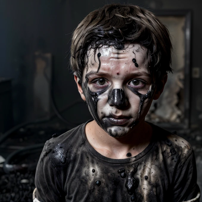 Boy covered in soot after explosion from concoction