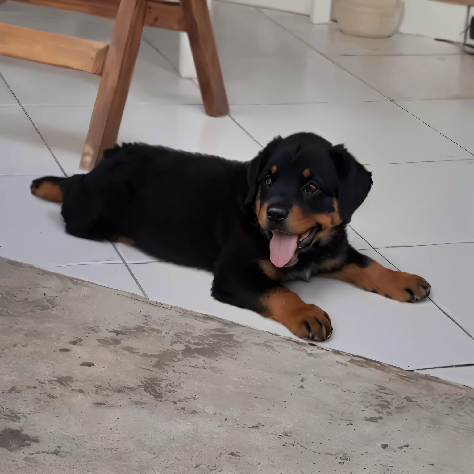 there is a little black and brown dog lying on the floor, muito realista, Maximo Jacobs, filhote de cachorro, Bombeiro Rottweiler, muito realista looking, very muito realista, muito bonito, hybrid rottweiler rabbit, rottweiler dinosaur hybrid, extremamente bonito, pronto para comer, ah, extremamente realista, bruto, Diego5, bexinx, muito animado, cachorrinhos