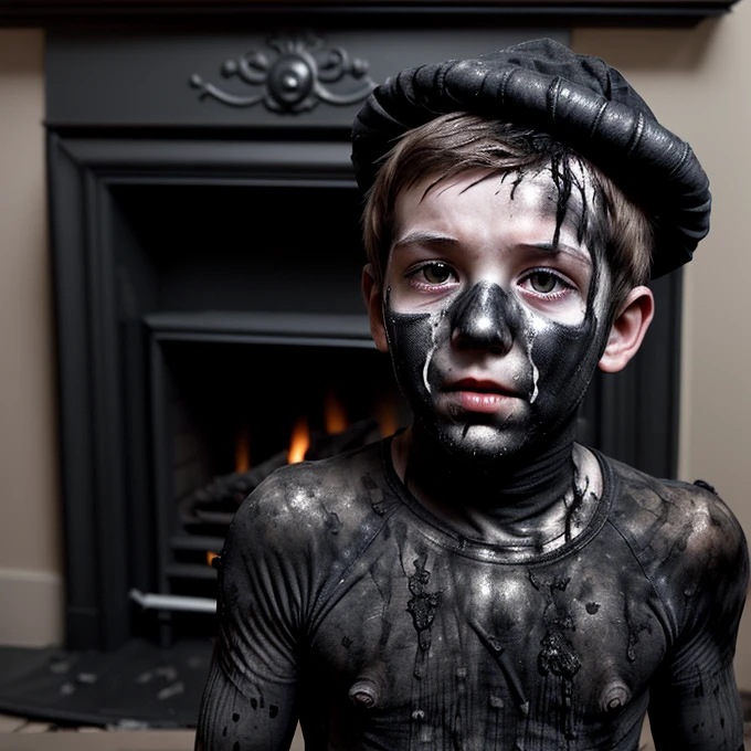 Boy Covered in Soot After Falling Down a Chimney