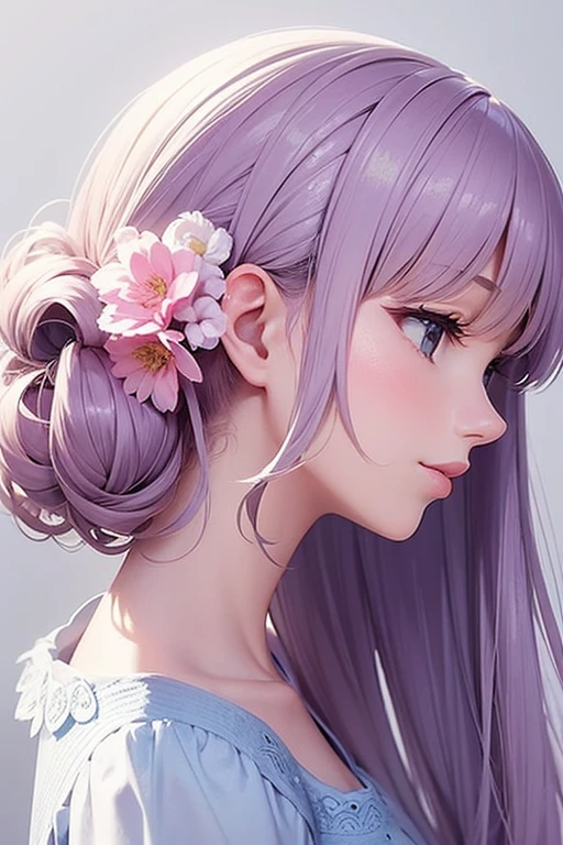 Create an elegant profile picture with a floral pattern and soft pastel colors.