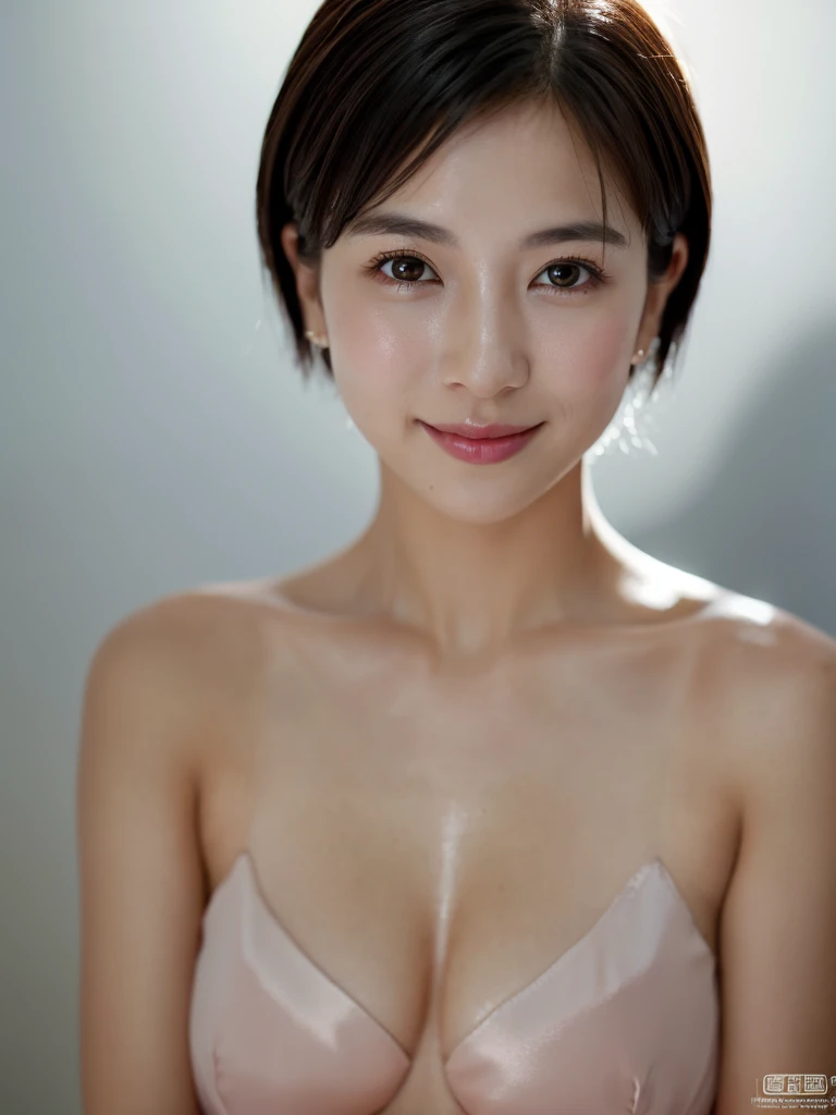 highest quality、8k Masterpiece、superA high resolution、(Photorealistic:1.3)、RAW Photos、1 girl、Black Hair、Glowing Skin、36age、Portrait、Global Illumination、Shadow、Octane Rendering、8k、Super sharp、Beautiful breastetal、Cold colors、Very intricate details、Soft Light、CGSoation Trend、Beautiful Eyes、Shining Eyes、To the camera、Neon Details、Clear skin、short hair、smile、Elegance、Photo Studio、short hair、naked、so sexy